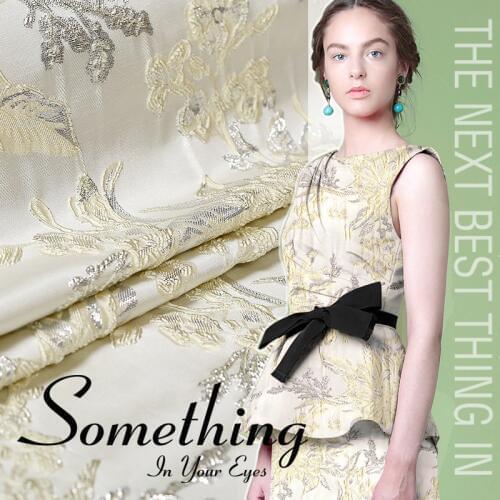 Fashion Milky white French jacquard yarn-dyed brocade fabric for dress coat patchwork tissus telas tecido tissu au metre tela