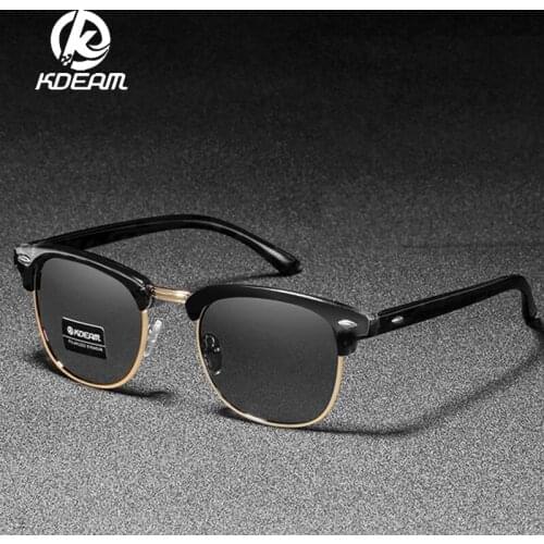 Kdeam Polarized Sunglasses for Men and Women Brand Designer Semi-Rimless Frame Driving Sun glasses Shades 100% UV Blocking