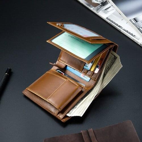 Male Trifold Wallet Men Designer Credit Card Holder Small Purse Mens PU Leather Cartera Clip Money Bag Fashion Man Wallets Bags