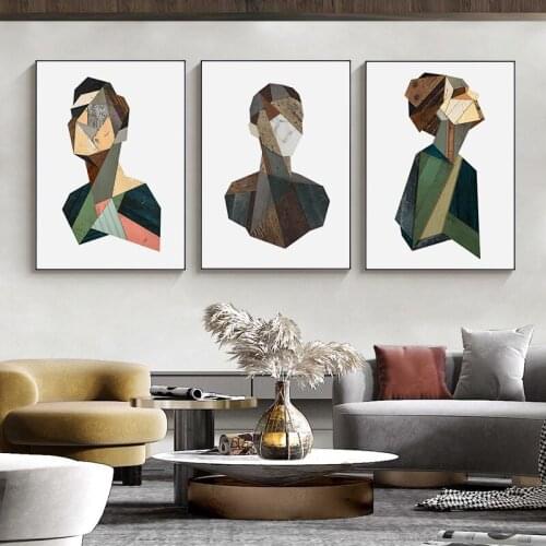 Wall Art Living Room Decor Minimalist Abstract Wood Body Painting Pictures Modern Man Woman Canvas Posters Prints Scandinavian