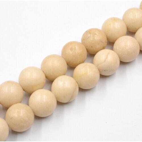 Natural Stone White Fossils Loose Jewelry Beads Smooth 4/6/8/10/12mm DIY Bracelet Necklace Accessories for Jewelry