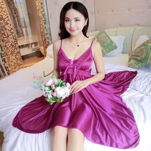 Fashion Sexy Silk Nightgowns Women Spaghetti Strap Sleepshirts Ladies Home Clothes Sleepwear Night Dress Womens Nightshirts