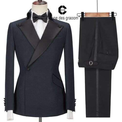 Cenne Des Graoom Latest Coat Design Men Suits Costume Homme Tailor-Made Tuxedo 2 Pieces Blazers Wedding Party Singer Groom Blue