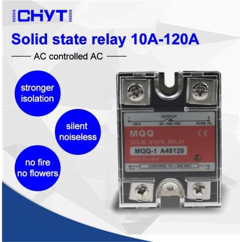 MQQ-10AA 25AA 40AA 60AA 80AA 100AA 120AA AC Control AC SSR White Shell Single Phase Solid State Relay With Plastic Cover