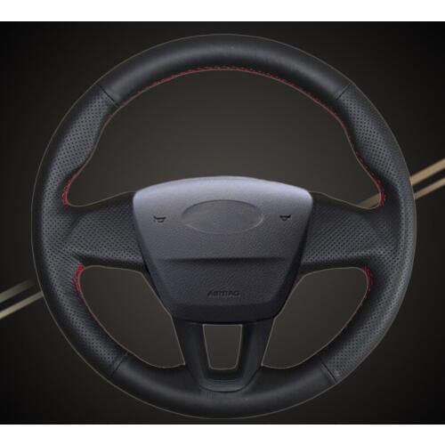 Car Braid On The Steering Wheel Cover for Ford Focus 3 2015-2018 Without Multi-Function Button DIY Auto Braiding Steering Covers