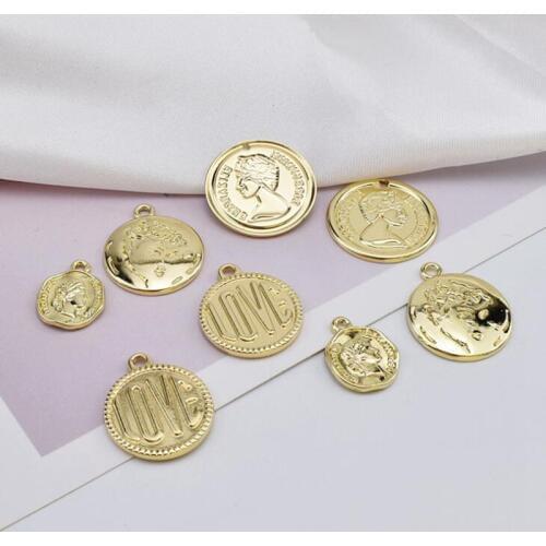 10pcs/lot Vintage Queen Portrait Coin Beauty Heart Charms Pendant DIY jewelry material accessories