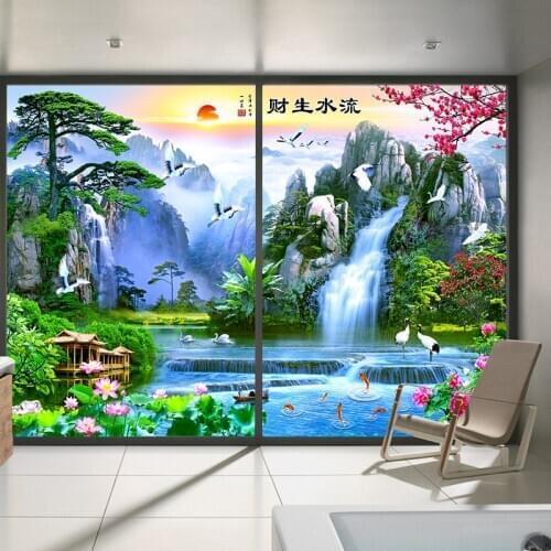 Custom frosted static glass film bathroom sliding door window sticker opaque bathroom decorative glass sticker
