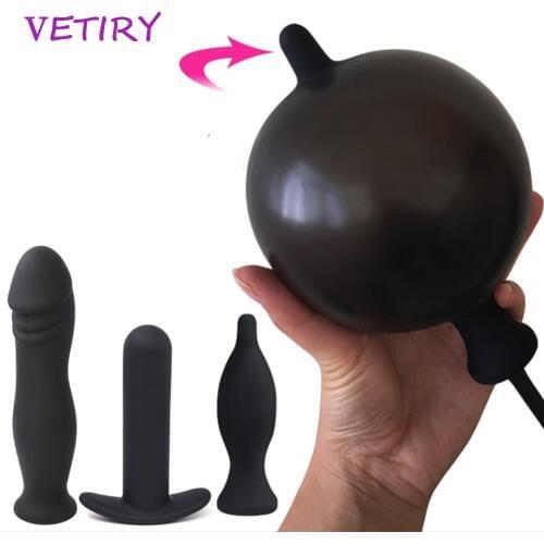 VETIRY Super Large Inflatable Huge Big Anal Plug Dildo Pump Anal Dilator Expandable Butt Plug Anal Balls Sex Toys for Women