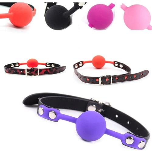 Center Bar Buckle Silicone Ball Open Mouth Gag BDSM Bondage Mouth Restraint Adult Slave Sex Toy Harness Exotic Accessories