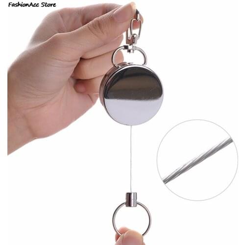 Recoil Sporty Retractable Alarm Key Ring Resilience Steel Wire Rope Elastic Keychain Anti Lost Yoyo Ski Pass ID Card