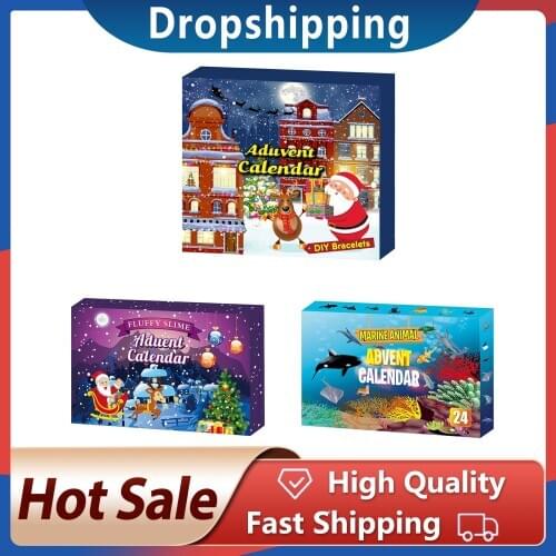 Christmas Advent Calendar Toys Set Glass Bead Crystal Bracelet Crystal Mud Marine Animal Kit Toys For Children Christmas Gift