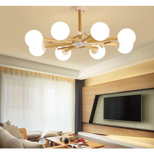 Nordic Glass Wood Chandeliers For Living room Cafe Industrial lustre plafonnier Minimalist Bedroom Chandelier Lighting fixtures