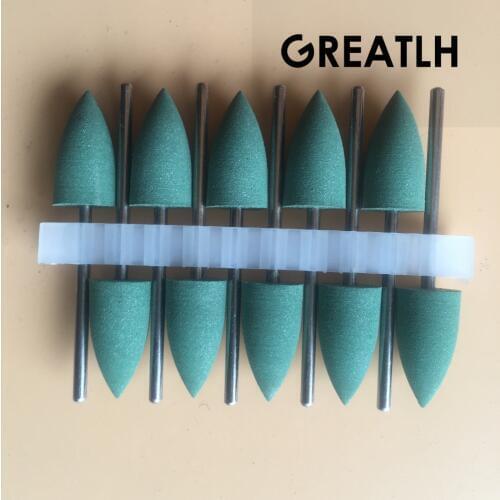 10pcs/set Dental Polishers Assort Silicone Burs Green Dental Acrylic Diamond Polishing Burs