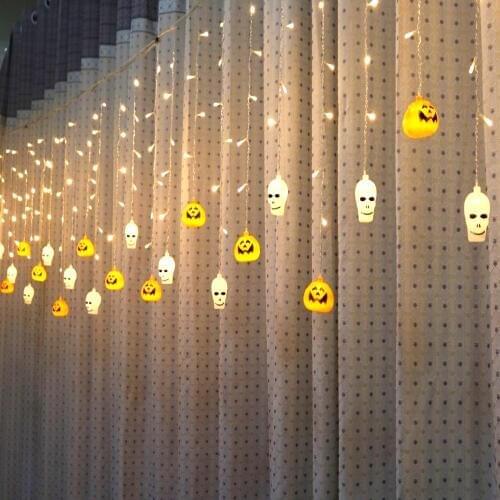 Battery 3.5M or 5M led curtain light AC220V Halloween decoration Pumpkin/Skull/ Fairy light for Party,Bakcdrops,patio