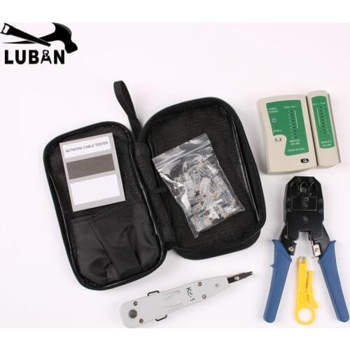 LUBAN Network Ethernet Cable Tester RJ45 Kit Crimping Tool Network Computer Maintenance Repair Tool Kit Cable Tester Cross/Flat