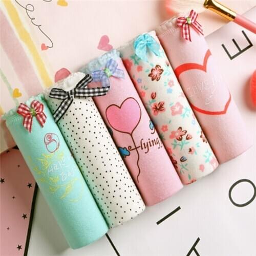 4Pcs/lot Panties Women Underwear Briefs Breathable Underpants Girls Soft Panty waist size girls briefs T8-4-3