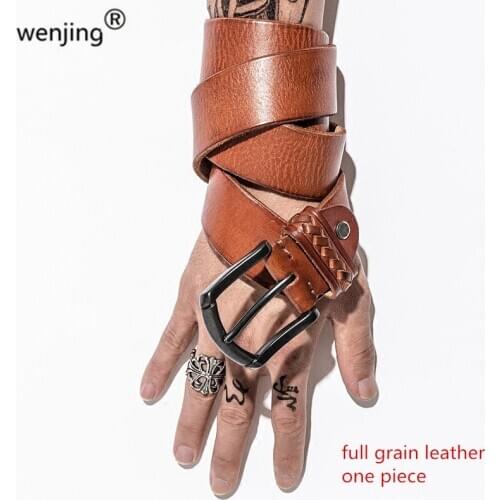 WJL2103 ITALIY Import full grain leather cowhide hand made 3.8cm Wide men jeans genuine leather belts