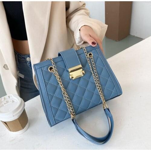 Lingge Embroidery Thread Shoulder Bag Women 2021fashion Temperament Messenger Bag High Quality Pu Leather Shoulder Bags Ladies
