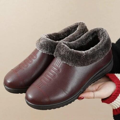 Women Winter Snow Boots Ladies Fur Warm Zippers Ankle Boots Female PU Leather Short Plush Shoes Ladies Comfort Flat Plus Size