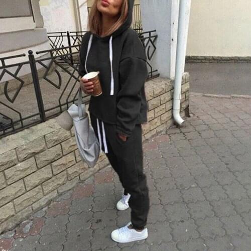 Women Tracksuit Long Sleeve Hooded Sweatshirts 2 Piece Set Casual Sport Suit Women Hoodies Crop Top Long Pants Set 2020 New