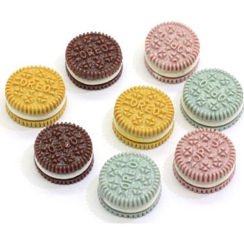 10Pcs Miniature Resin Cream Biscuit Flat back Cabochon Simulation Fake Food DIY Scrapbooking Embellishment Decoration Craft