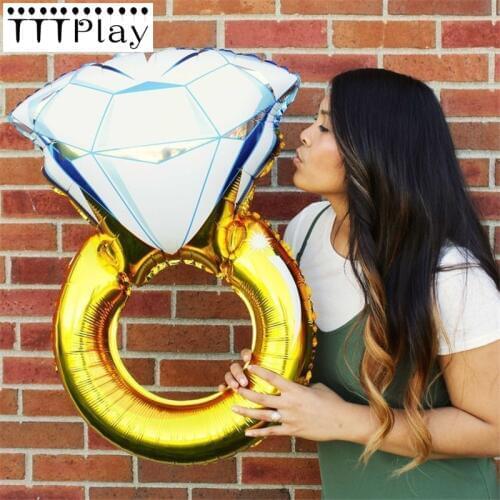 84*54 cm Large Size Lover Wedding Marriage Balloon, Diamond Balloon Bride Ring Engagement Foil Valentine Balloons Party Supplies