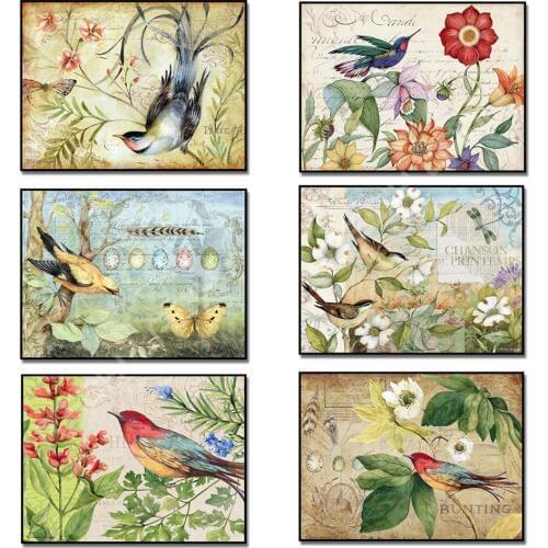 DIY Diamond Embroidery Birds with Flowers Diamond Painting Cross Stitch Full Square/Round Drill Rhinestones Mosaic Arts Crafts