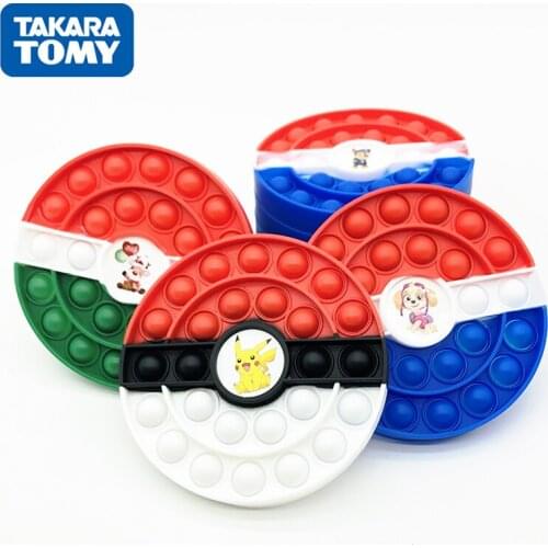 Tomy Anime Pokemons Silica Fidget Toy Poke Ball Push Bubble Adult Anti Stress Relief Toys Relieve Children Autism for Anxiety