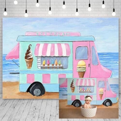 Avezano Backdrops Happy Birthday Party Baby Shower Ice Cream Shop Decoration Child Love Photography Backgrounds For Photo Studio