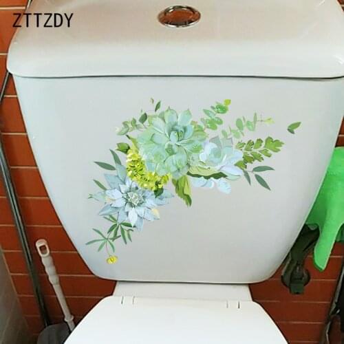 ZTTZDY 26.2×20.5CM Succulents Bouquet WC Decor Toilet Cover Stickers Home Room Wall Accessories T6-0007