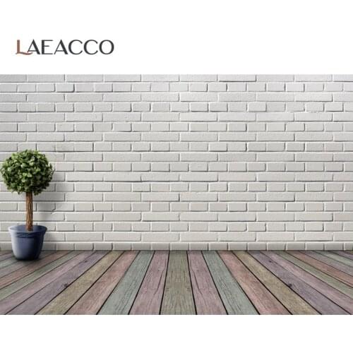 White Brick Wall Background For Photography Potted Flowers Wooden Board Floor Child Baby Photozone Photo Background Photo Studio