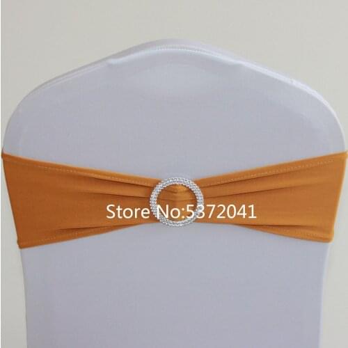 Hot Sale 15×35cm Crystal Round Buckle Spandex Chair Covers Sash For Wedding/Banquet Decoration