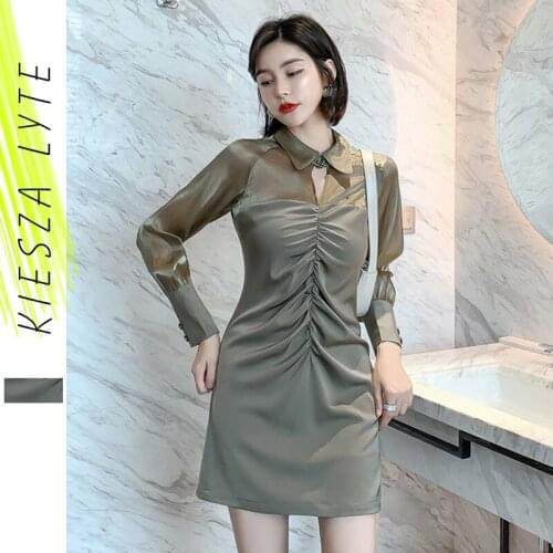 Korean Casual Women Shirt Dress Office Ladies Elegant Long Sleeve Patchwork Mini Dresses 2020 Spring Female Vestidos