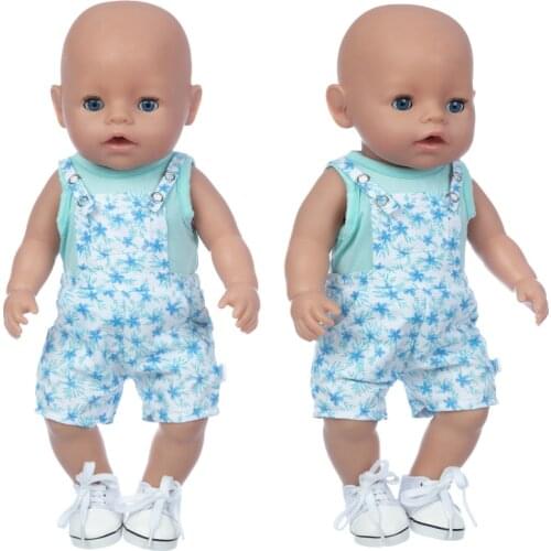 Short Overalls Suit Fit 17inch 43cm Doll Clothes Born Baby Suit For Baby Birthday Festival Gift