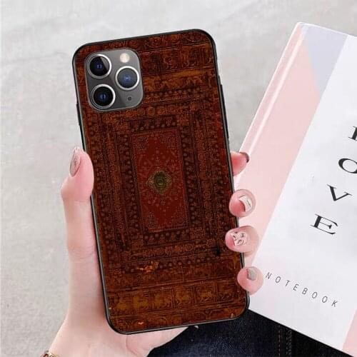 For iPhone Rustic Engraved Leather Book Cover Design Soft TPU Border Apple iPhone Case