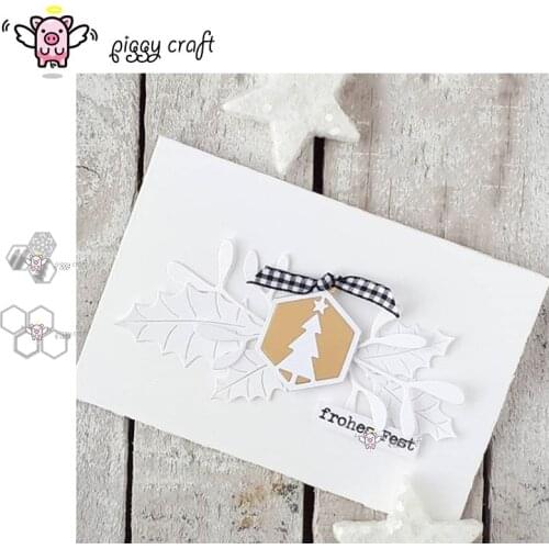 Piggy Craft metal cutting dies cut die mold Christmas Hexagon frame Scrapbook paper craft knife mould blade punch stencils dies