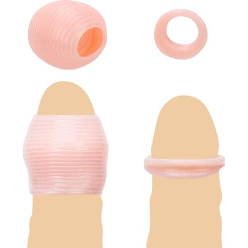 Reusable Penis Sleeve Cock Rings Silicone Sex Product For Men Foreskin Ring Protection Delay Lasting Enlargement Condoms Glans