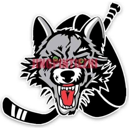Car Stickers Vinyl Motorcycle Decal Car Window Body Lovely Hockey Gray Wolf Head Cartoon Colored Racing Helmet Stickers