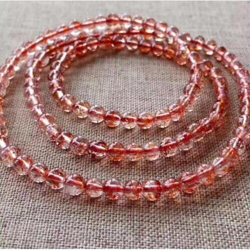 Genuine Natural Red Super 7 Seven Lepidocrocite Quartz 3 Laps Stone Beads Women Fashion Stretch Bracelet 4.5mm AAAA