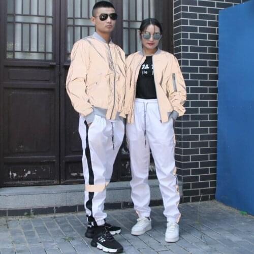 New 2021 Reflective Jacket Men Autumn Winter Thin Waterproof Windbreaker Flight Jacket Casual Women Jackets jaqueta masculina