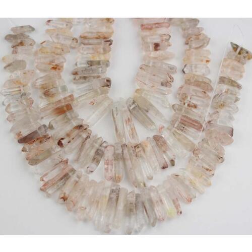 Approx 15.5inches Natural Smooth Crystal Stick Points Beads Jewelry Bulk,Drilled Raw Quartz Spikes Points Pendants Necklace