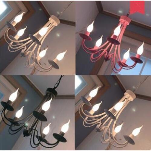 Garden style Mediterranean candle pendant lamp modern minimalist bedroom lighting fixtures restaurant childrens bedroom lamp
