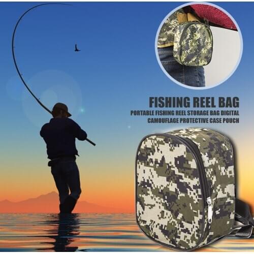 Fishing Accessories Portable Outdoor Fishing Reel Storage Bag Digital Camouflage Protective Case Pouch