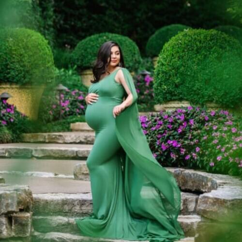 Sexy Pregnant Dress Maternity Photography Props for Shooting Photo Pregnancy Clothes Cotton+Chiffon backless Chiffon Shawl gown