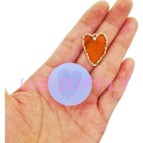 BYL454U 24.6mm x 18.8mm Heart Necklace Earrings Silicone Mold Resin Pendant Art Craft Cake Decoration Fondant FOOD OVEN SAFE