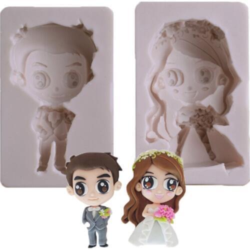 Wedding Bride & Groom Mold Fondant Cake Decorating Tool Silicone Mold Sugarcrafts Chocolate Baking Tool For Cakes Gumpaste Form