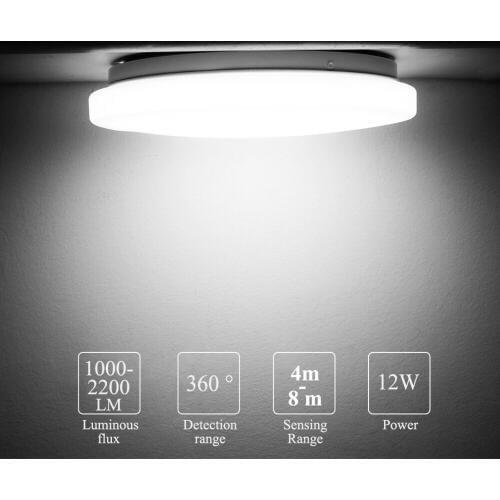 LED Ceiling Lamp 12w Motion Sensor Lamp Surface Mounted Auto Smart Radar Control AC 220V Round Panel Light