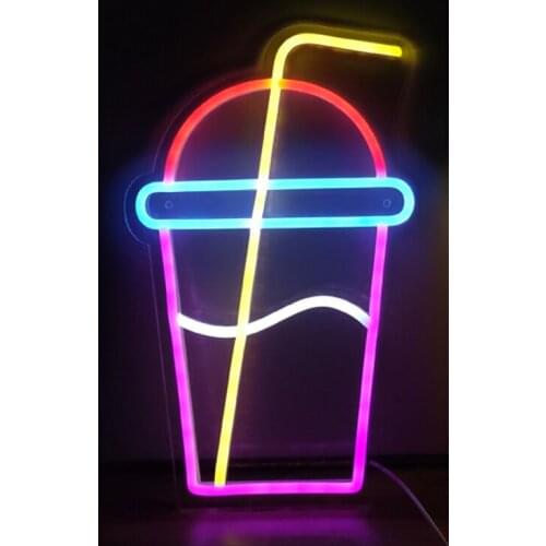 LED Neon Light Sign Ice cream beer juice cup Neon Wall Lights for Room Party Decor Kids Birthday gift