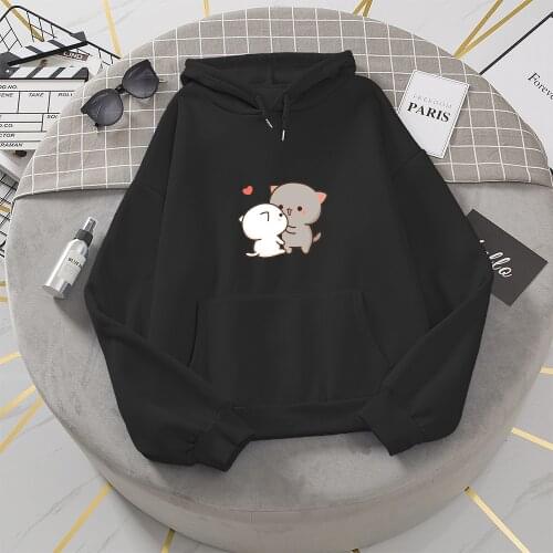 Cartoon Cat Hoodie Women Fashion Kawaii Korean Harajuku Sweatshirt Pink Female 90s Cartoon Clothes Female Oversized Hoodies