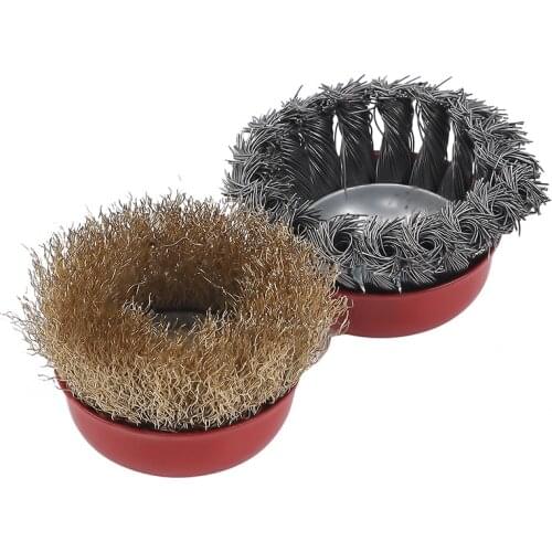 Steel Rotary Joint Knot Flat Wire Wheel Cup Brush Disk Rust Removal Polishing For Drill Angle Grinder Gadget Rotary Tool